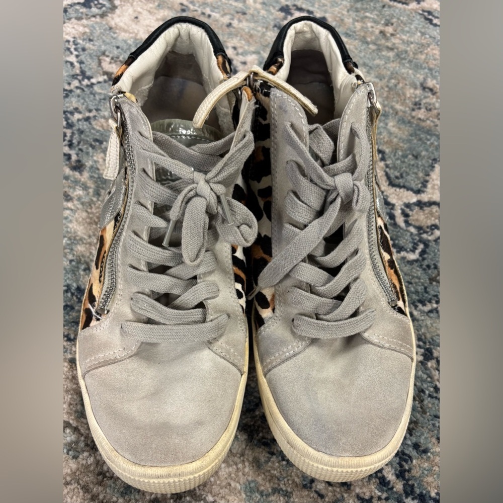 Dolce Vita Hightop Sneakers, Grey with Animal Print, size 9.5